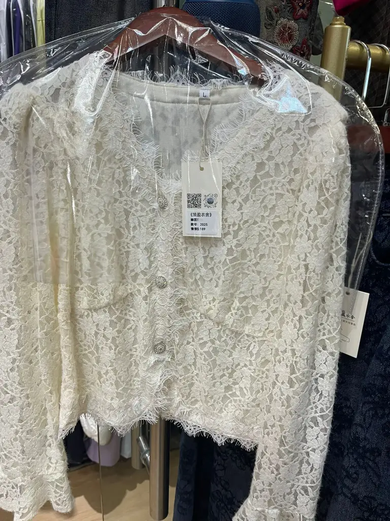 白色鏤空蕾絲長袖上衣